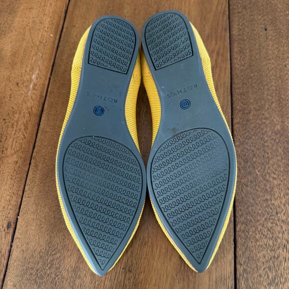 Rothy’s Womens Yellow Marigold Pointed Toe Slip On Knit Ballet Flats Sz 8 - Picture 13 of 15